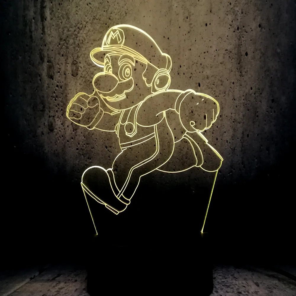 Классическая игра Супер Марио 3D LED USB лампа для бега мальчика акриловая Новинка