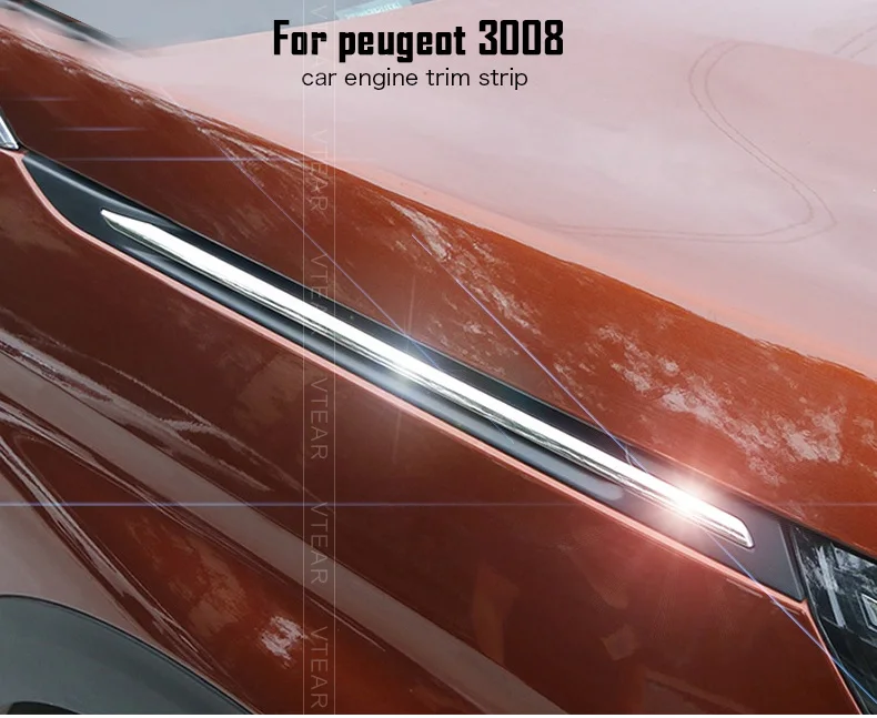 Vtear для peugeot 3008 5008 передняя крышка капота двигателя отделка внешней отделки аксессуары ABS хром автомобильный Стайлинг