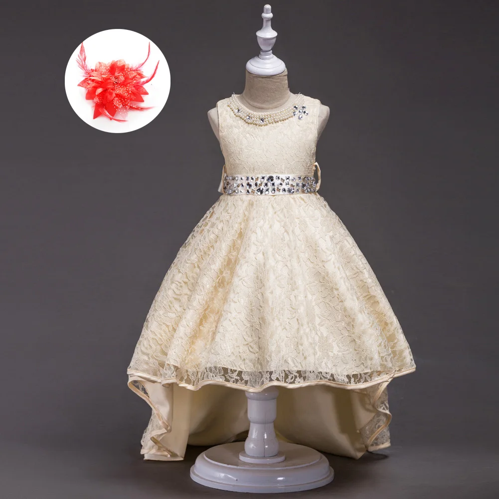 Kids Party Lace High Low Clothes Girls Size 3 To 12 14 Ball Dress Wedding Children's Vest Evening Gowns In Black Beige Red Blue | Детская