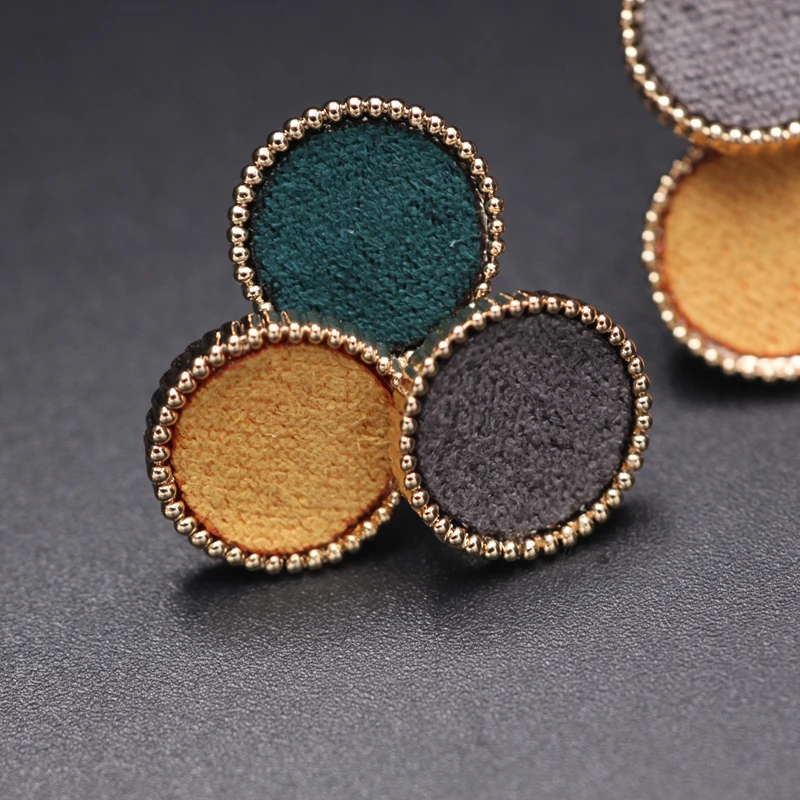 New Colorful Cloth Fabric Gold Color copper Round Stud Earrings for women gift van gogh artistically aware Party Earring Jewelry | Украшения