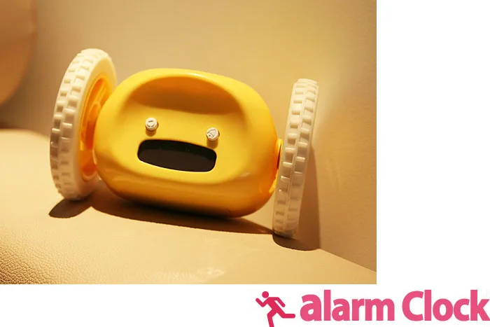 Креативный дизайн беглых Clocky жк дисплей работает сигнализация с вращающихся