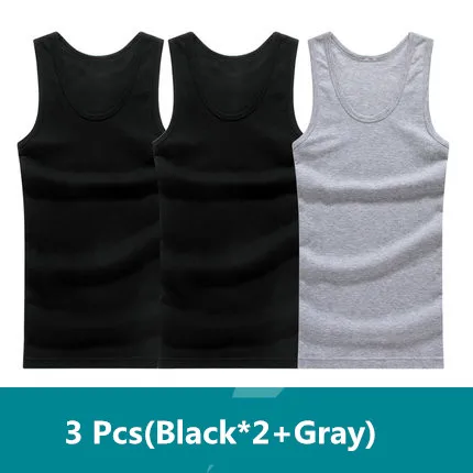 2 BLACK 1 GRAY 3 шт./партия, мужское цельное бесшовное нижнее белье из хлопка, брендовая одежда, мужская безрукавка, жилет, Удобная майка - Цвет: 2 BLACK 1 GRAY
