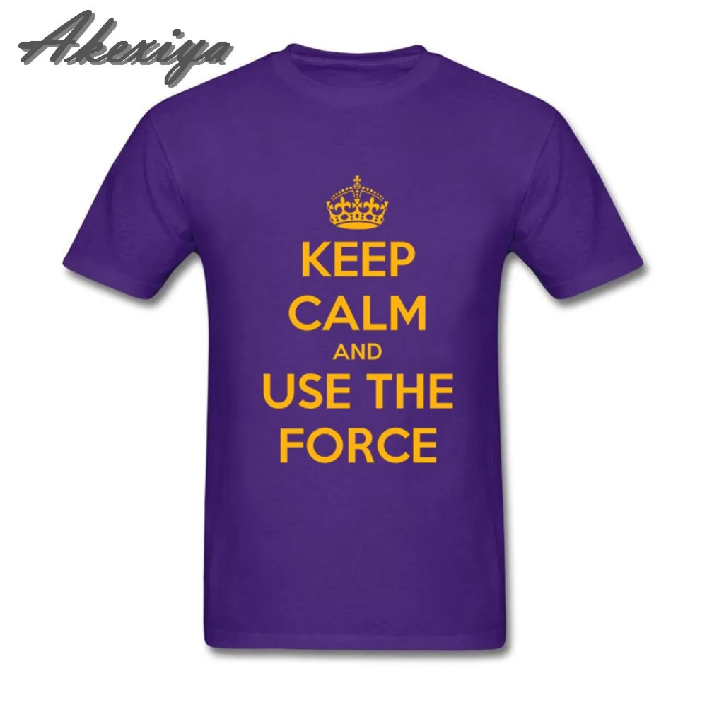 

keep calm and use the force tshirt homme Pure Cotton Round Neck T-Shirt Men Hot sale Casual Pullover Short sleeve tops tees