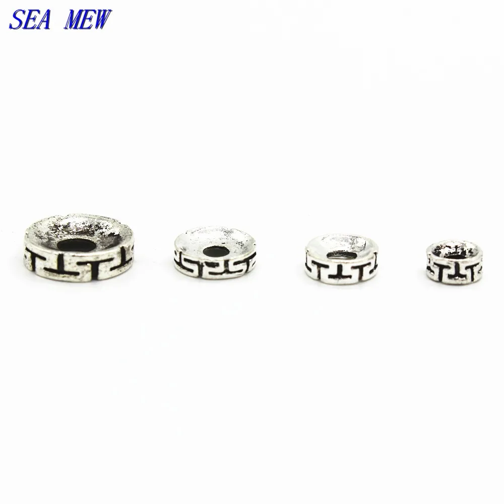 Бусины из металлического сплава с покрытием антикварным серебром плоские бусины