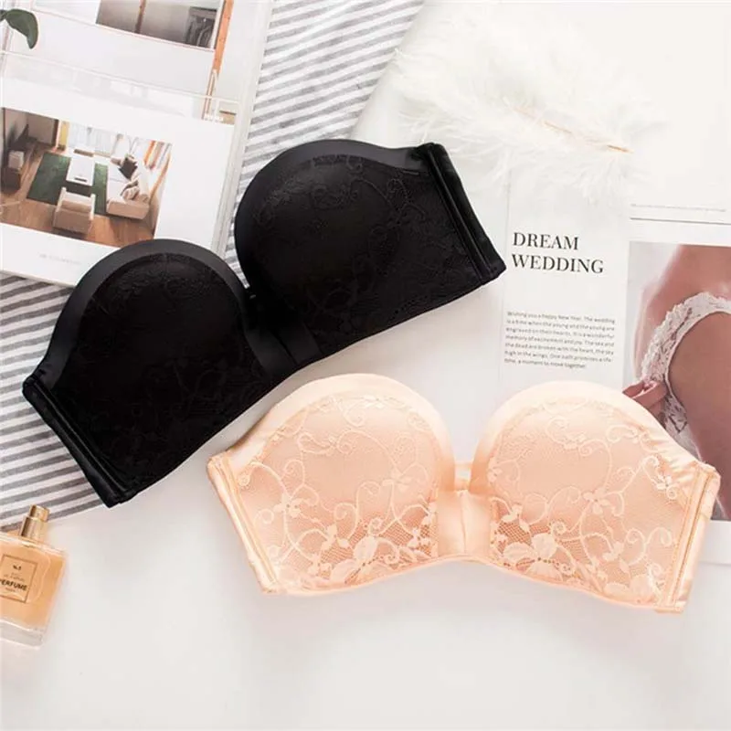 Женский кружевной бюстгальтер KYLIE розовый бесшовный без бретелек нескользящий с