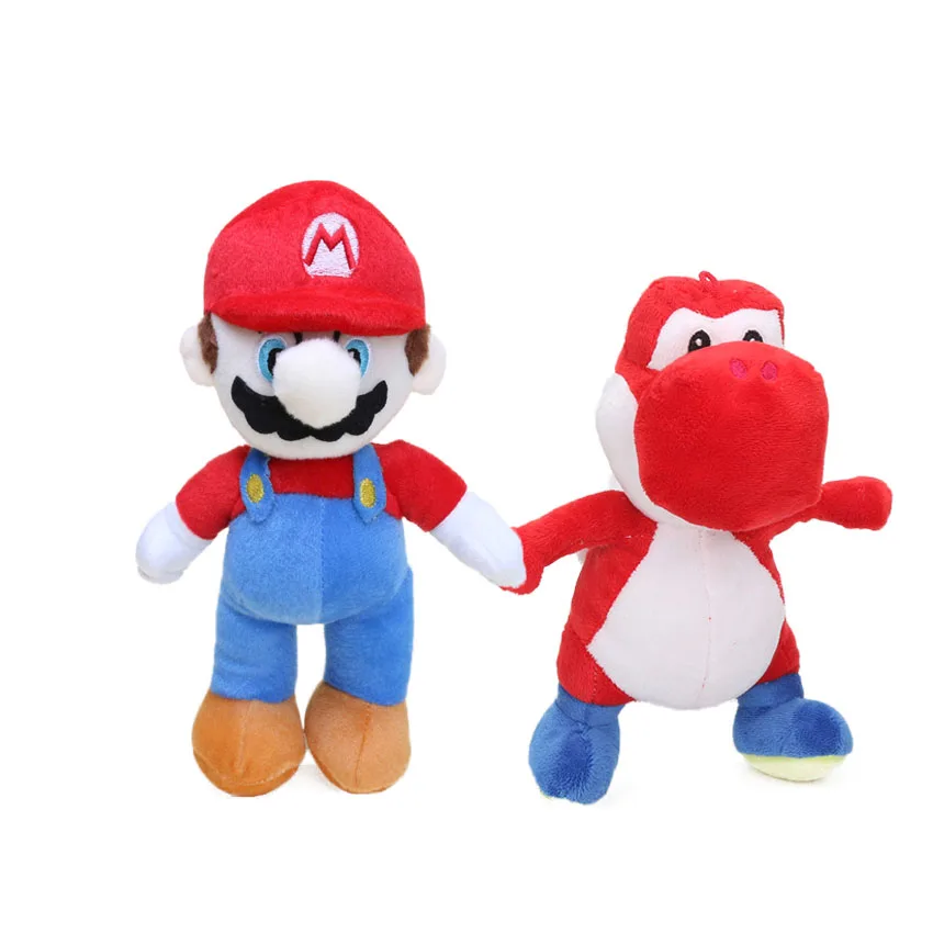 2 шт./лот 25 см Super Mario Bros Луиджи Йоши Мягкие плюшевые Игрушечные лошадки аниме Косплэй рисунок подножка Йоши подвеска брелок животных куклы Игрушечные лошадки - Цвет: red mario and yoshi