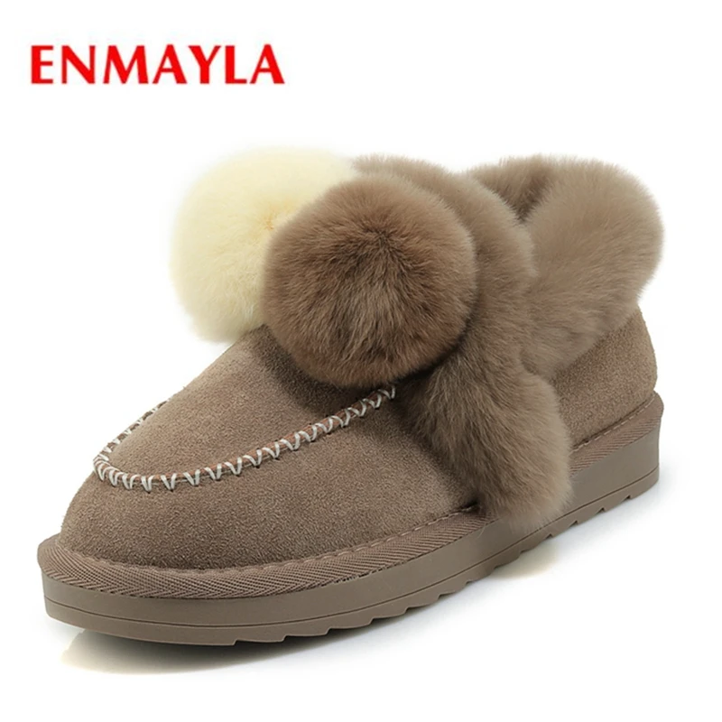 

Женские ботильоны на плоской подошве ENMAYLA, с круглым носком, зимние ботинки, размеры 34-40, ZYL1521