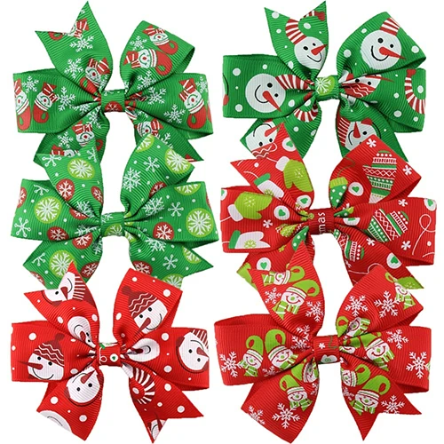 6 шт рождественские украшения цветок головные повязки с бантиком заколки для