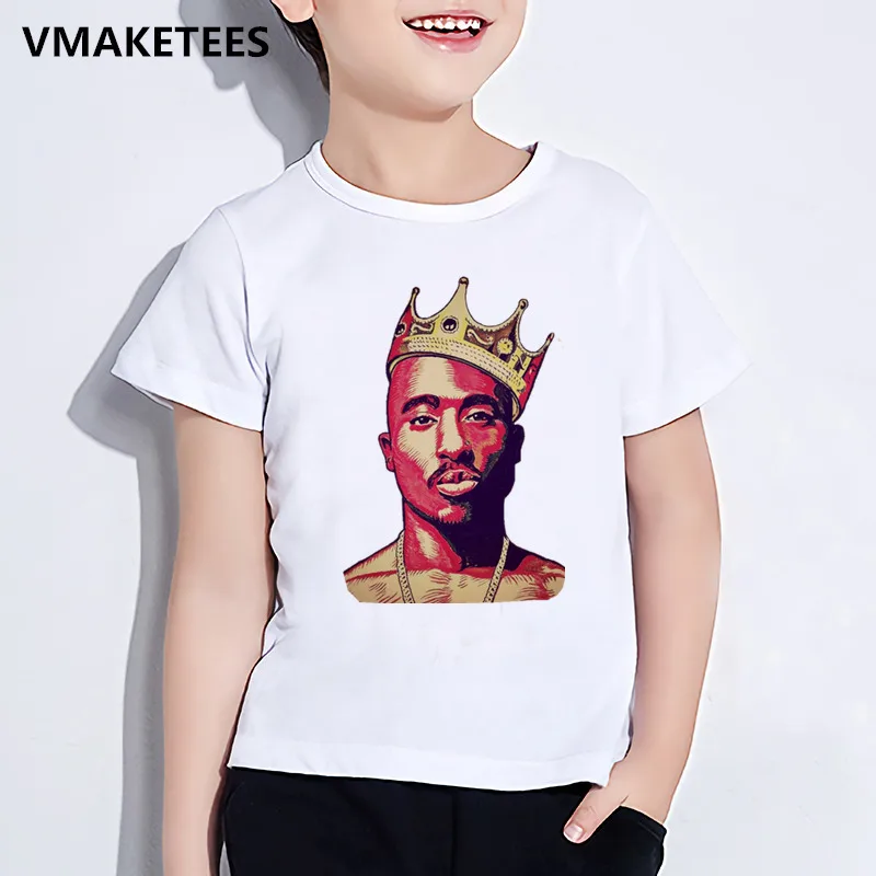 Детская футболка с принтом «Тупак 2pac» в стиле хип-хоп Детская летняя футболка с короткими рукавами для мальчиков и девочек забавная повседневная одежда для малышей HKP287