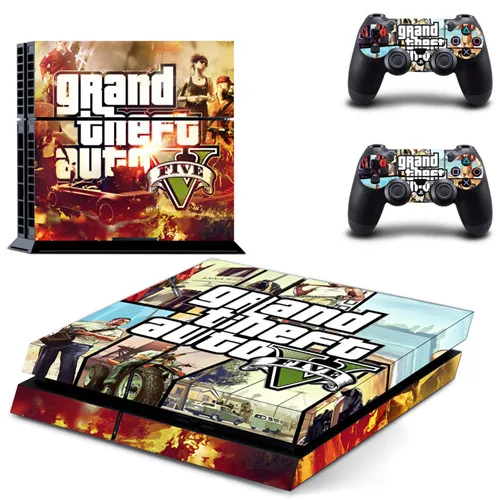 Grand Theft Авто V GTA5 наклейка для PS4 стикеры Наклейка Винил для sony Playstation 4 консоли и 2 Пульты ДУ игровых приставок наклейка для PS4 - Цвет: DPTM0416