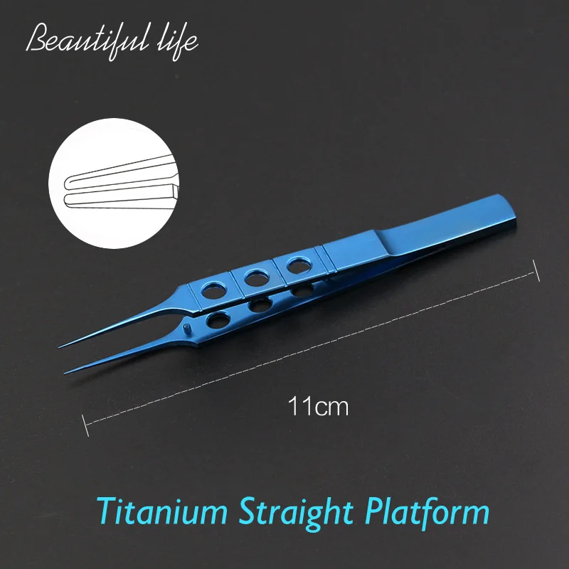 Titanium straight p Хирургический инструмент 11 см из нержавеющей стали офтальмологические микрохирургические инструменты офтальмологические щипцы с крюковой платформой - Цвет: Titanium straight p