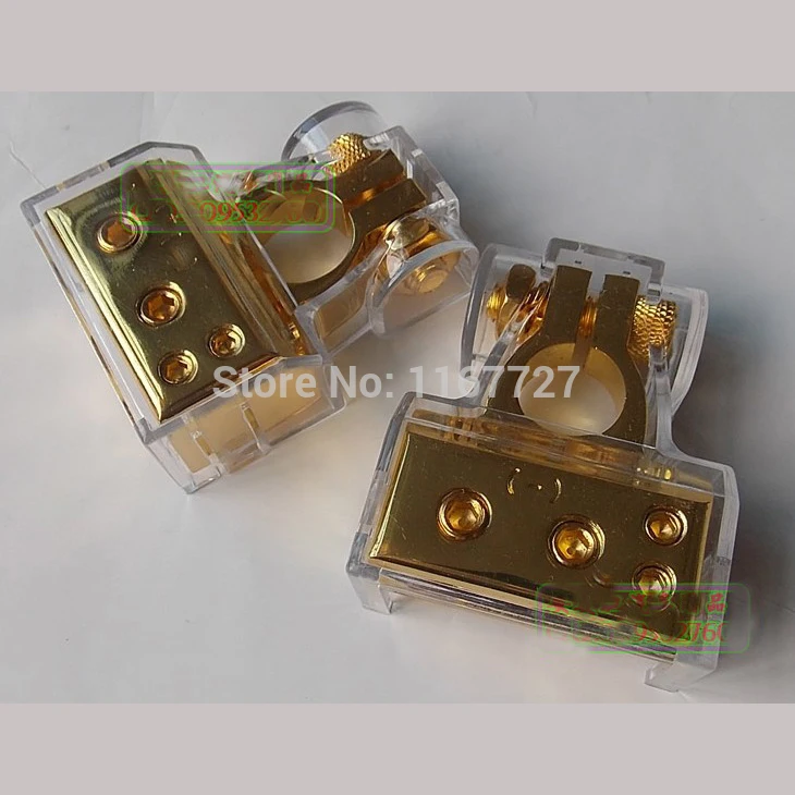 1 пара (2 шт.)/Лот клемма AWG для автомобильного аккумулятора золотая пластина с