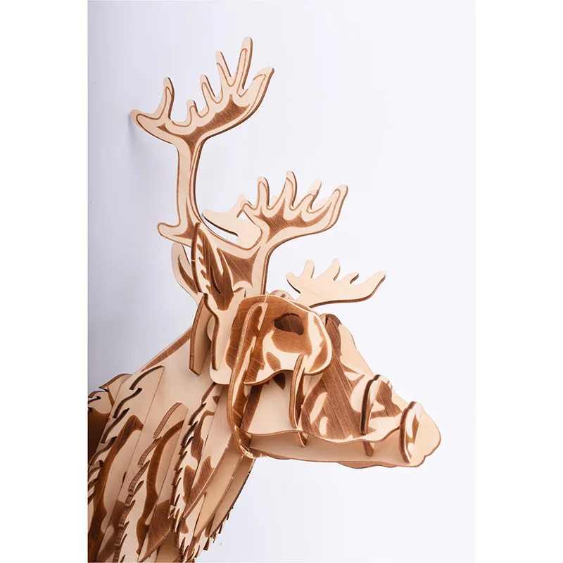 

Laser Cutting 3D Wooden DIY Puzzle Animal Deer Head Art Model Home Office Wall Hanging Decoration Gift Craft Home Decor