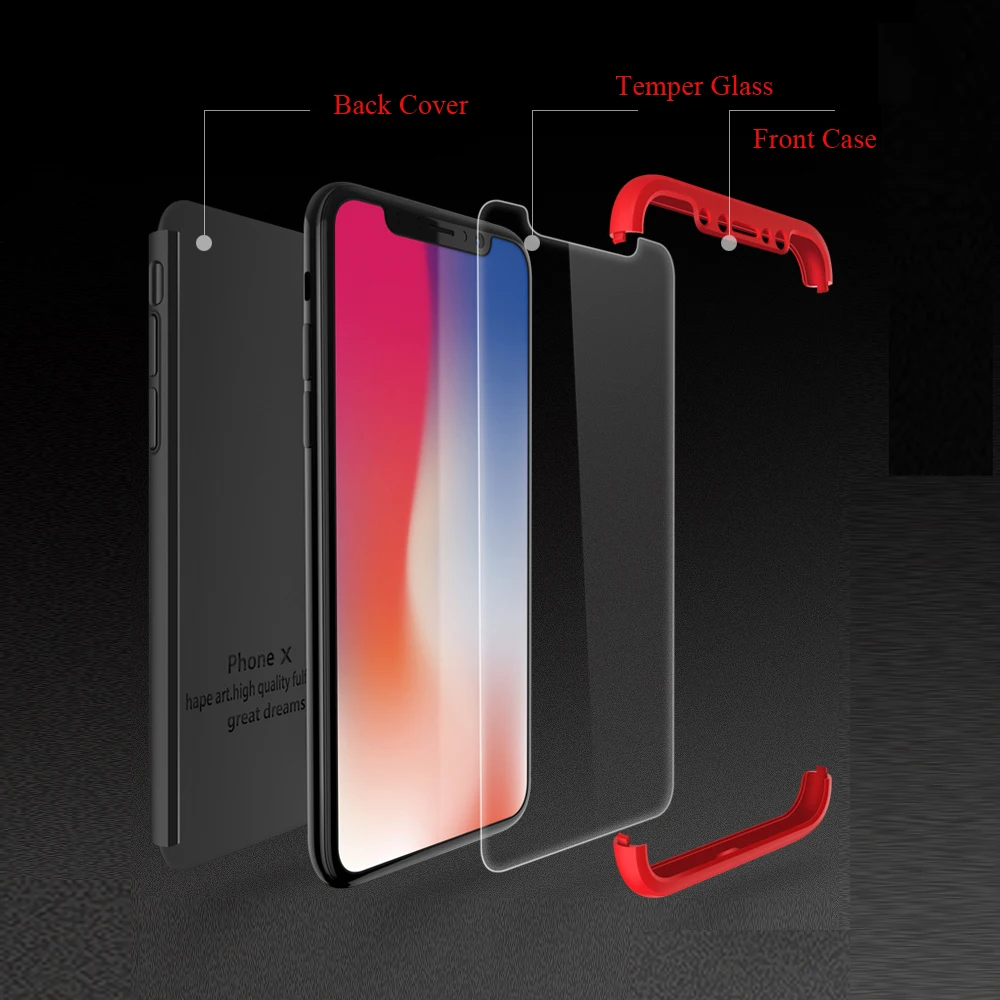 Роскошный чехол для iPhone 6 S 7 8 Plus 5 5S SE красный черный 3 в 1 Жесткий ПК тонкая матовая