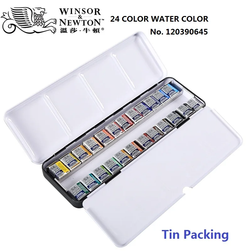 WINSOR& NEWTON Cotman 8/12/24/36/45 Цвета полукювет Твердые акварельные краски комплект пигмент товары для рукоделия - Цвет: 24 color tin packing