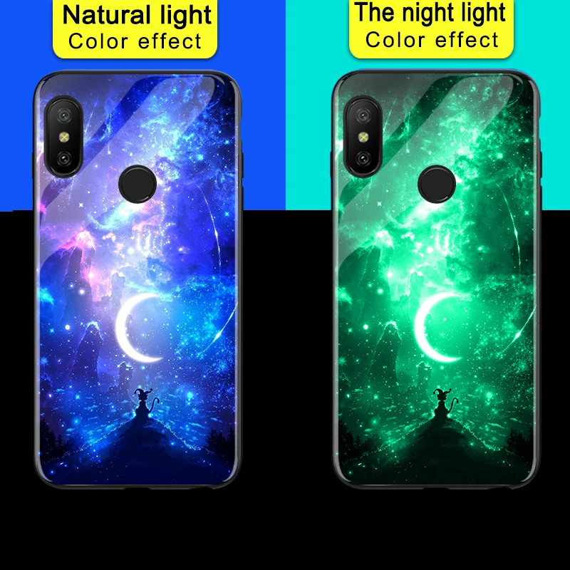 Чехол для телефона Lu mi nous s для Xiao mi Red mi 5 Plus 5A S2 космический ночной Блестящий стеклянный чехол для Red mi 6A 6 Pro/mi A2 Lite - Цвет: Design04