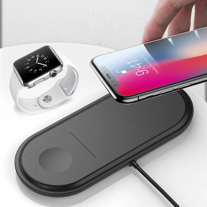 Беспроводное зарядное устройство QI 10 Вт для iPhone XS MAX XR X 8 Samsung S9 S8 2-в-1 быстрая