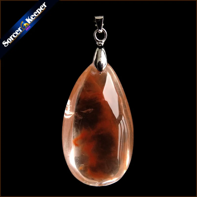 Для женщин Jewelry Цепочки и ожерелья Мода Редкие натуральный камень красный кролик волосы мех Рутиловый Кварц полированный кулон YS143