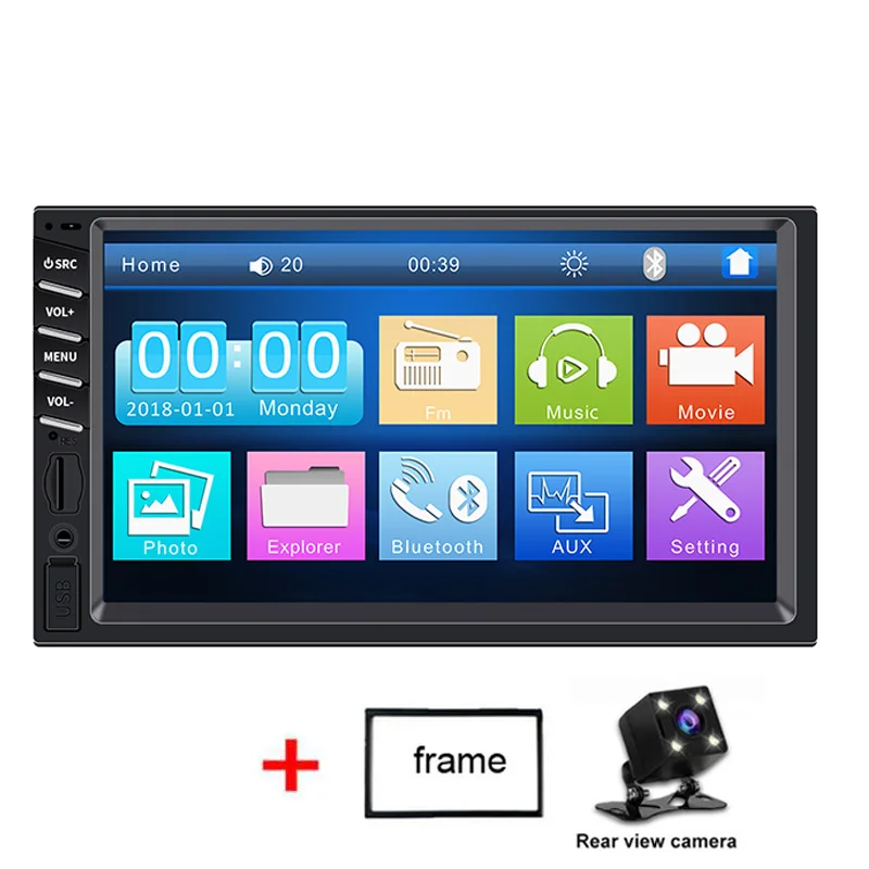 2din автомобильный радиоприемник 7 дюймов Сенсорный экран MirrorLink проигрыватель Android 2 DIN MP5 плеер Авто Bluetooth заднего вида Камера магнитофон - Цвет: frame and camera