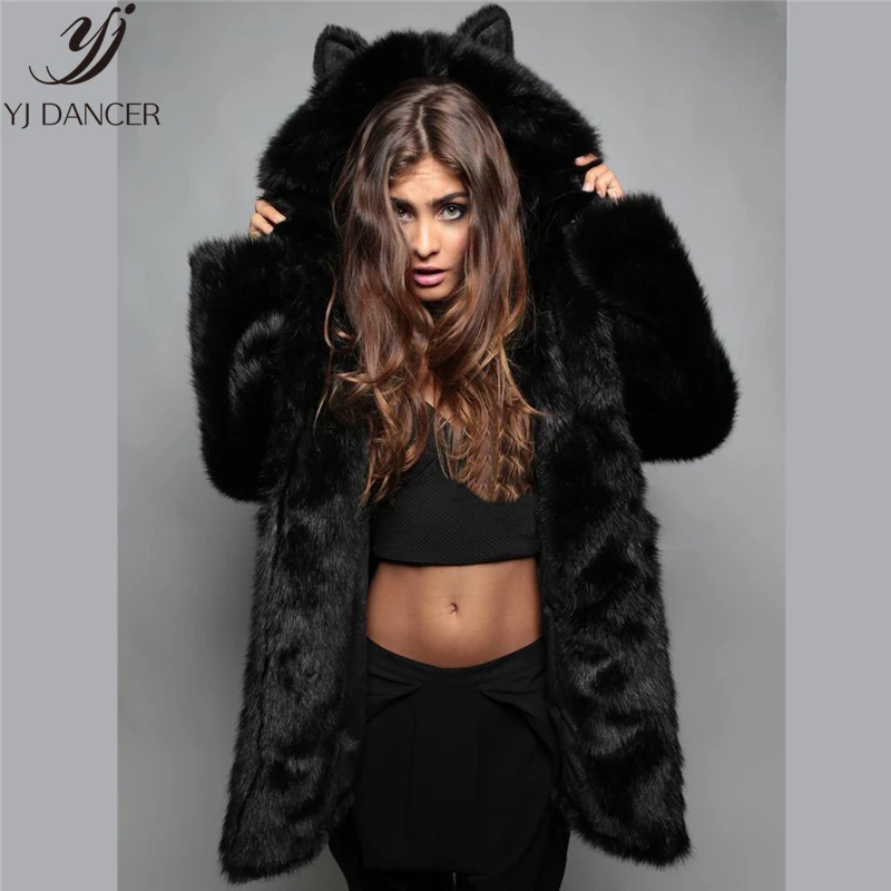 winter New warm Plus Size Fashion Women Casual Loose size Warm Plush Ear coat Fur thick Mink Cute Lady's fur Ljj0236 | Женская