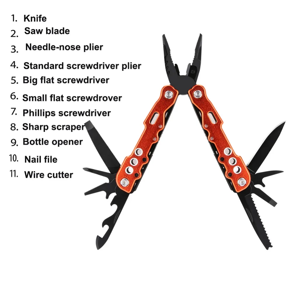 11 в 1 Многофункциональный инструмент складные комбинированные плоскогубцы нож