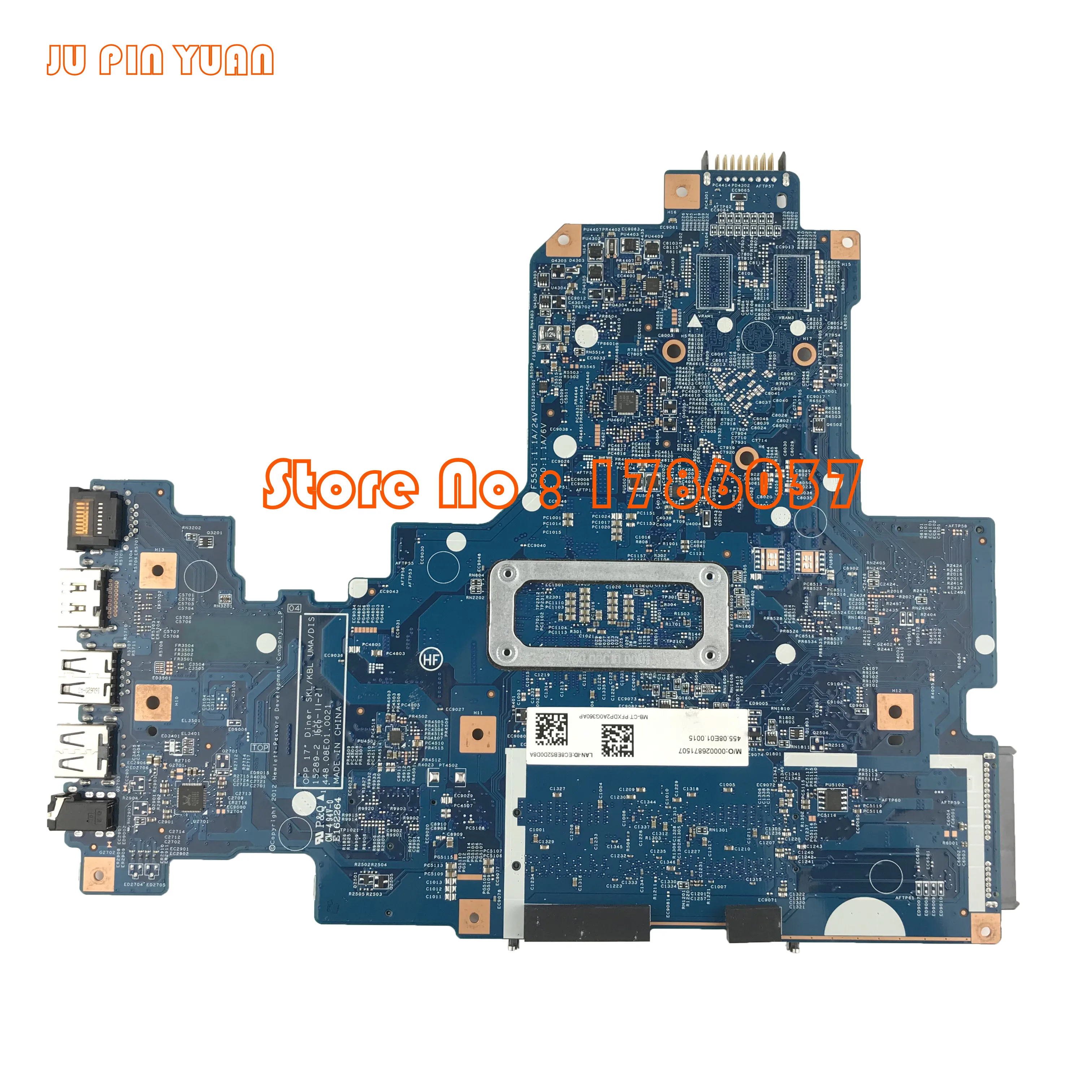 Ju pin yuan 856683-601 856683-501 448.08E01.0021 для hp notebook 17-X series Материнская плата с i3-6100U ЦП полностью протестирована