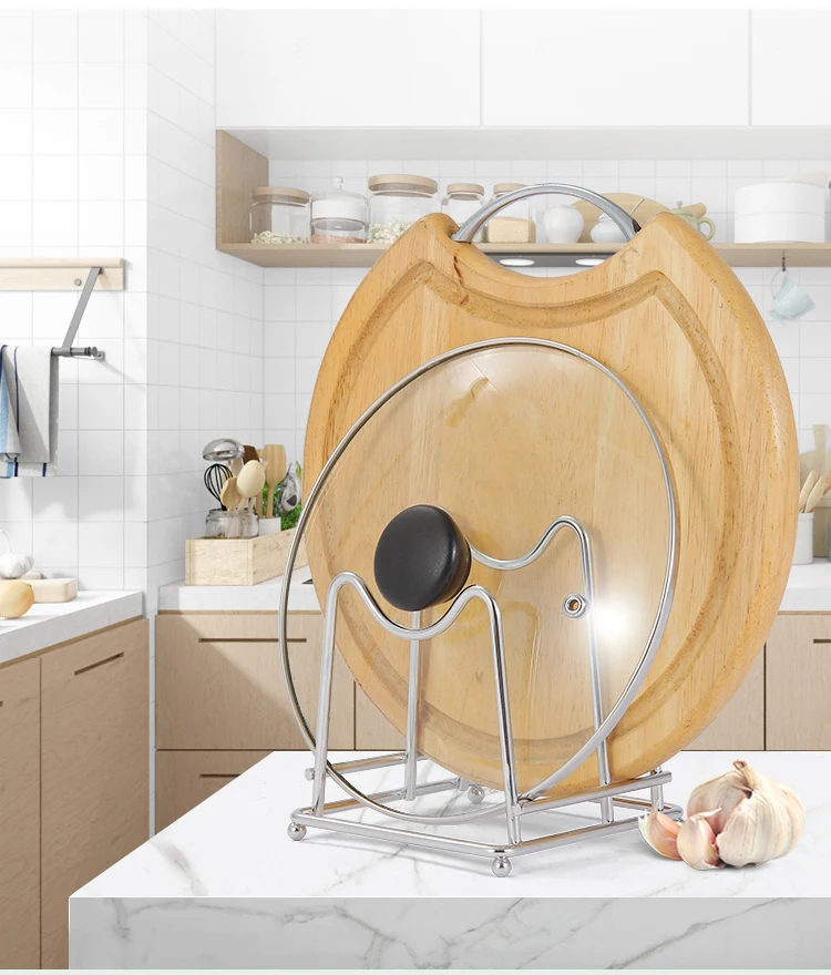 ORZ Stainless Steel Chopping Board Holder Pot Lid Rack Kitchen Pantry Organizer Houseware Storage Holder Kitchen Accessories