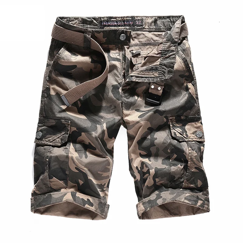 Летние мужские камуфляжные шорты с поясом 2020 новые хлопковые повседневные