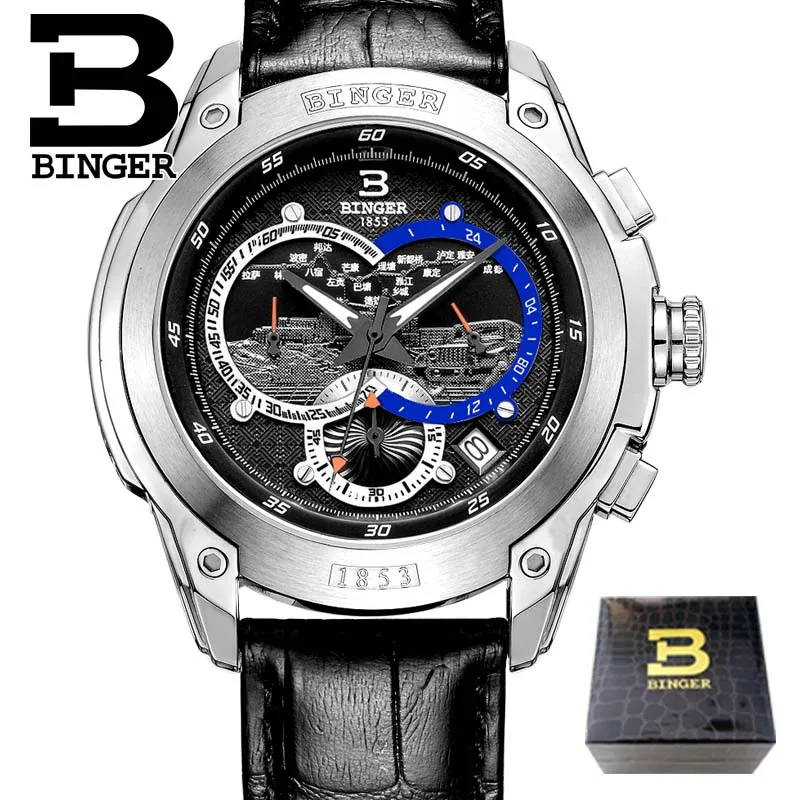 04 New Listing! BINGER Watches Quartz Watches Men Sport Chronograph Watch Dive Wristwatc Luminous Fashion Male Table B-6013M - Цвет: 04