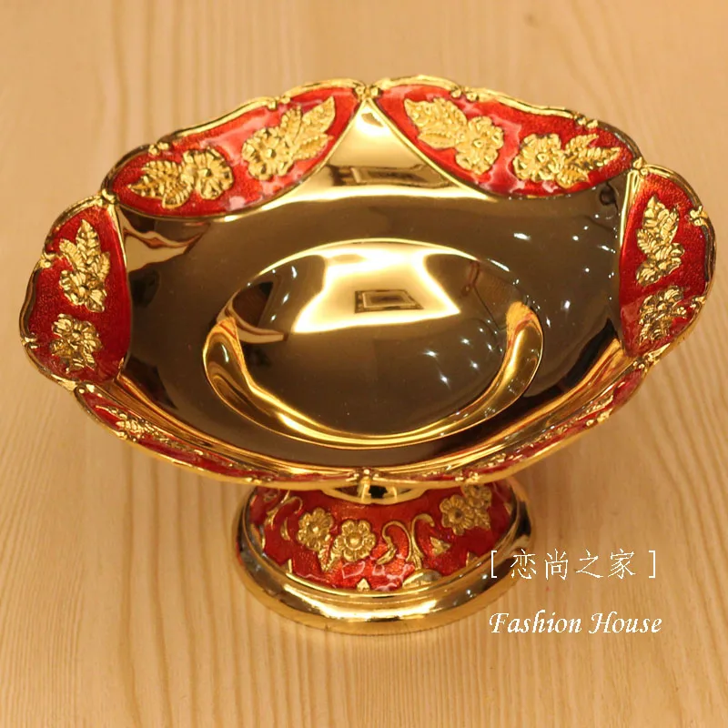 

Alloy small fruit bowl High candy dish Nuts, dried fruit tray European snack plate Imperial luxury decoration