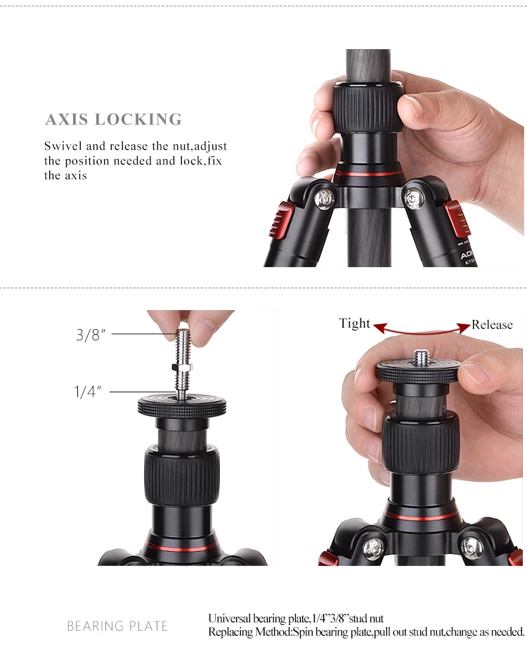 AOKA KT324C регулируемый штатив портативный сверхмощный большой 22kgs грузоподъемность Профессиональный штатив для камеры