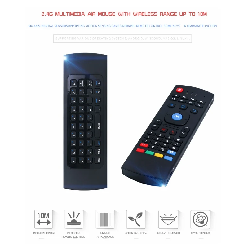 Беспроводная Qwerty клавиатура для Smart TV Android box KODI XBMC MXQ MX3 M8S + T8 QBox 2 4 ГГц беспроводной