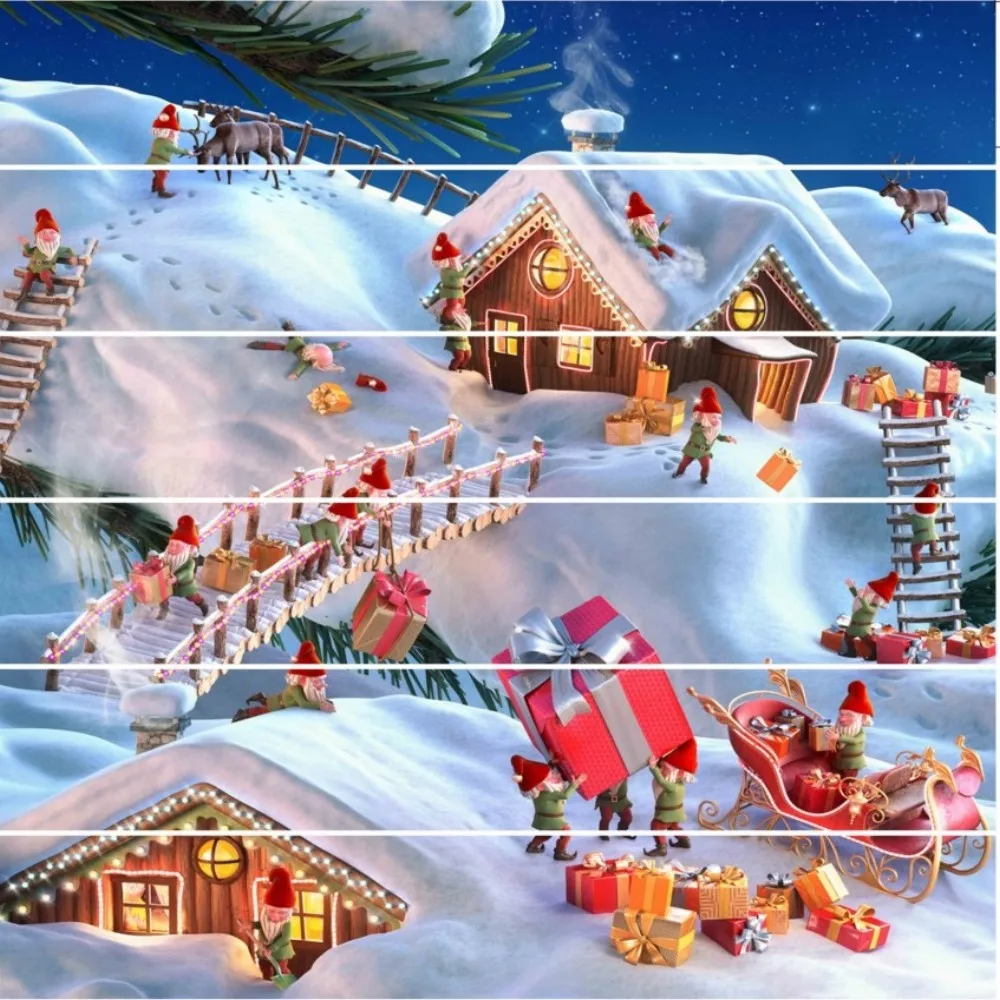 6 шт./компл. 18 см x 100 Santa'S Home on The Tree Close Shot Pattern Stair Sticker Art Poster LTT098|home set|set 10home tree |