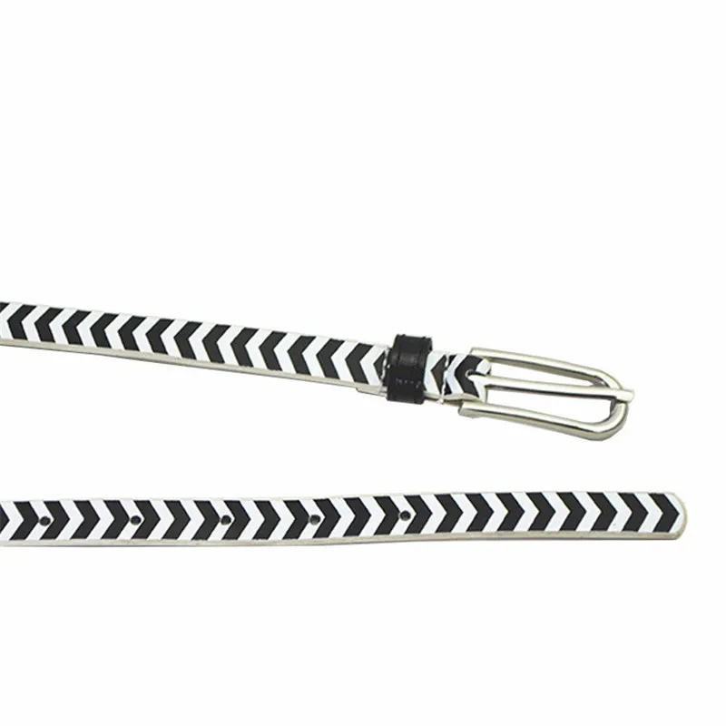 

Fashion Black White Print Leather Zebra Print Belt Silver Pin Buckle Men Women Slim Belt Trousers Pants Causal Belt