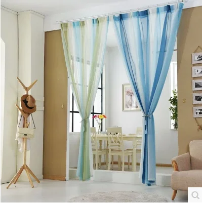 1 шт. детские шторы в синюю и зеленую полоску | Дом сад