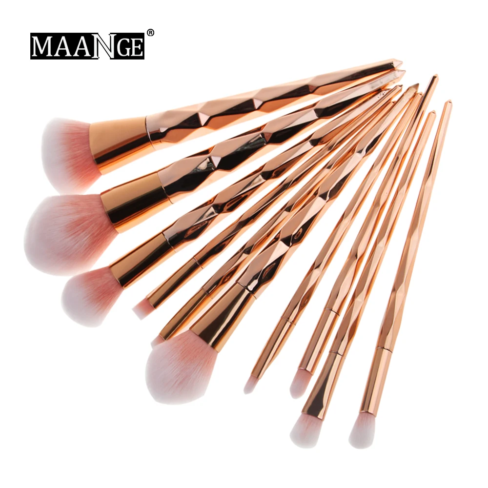 10Pcs Big MAANGE 10 шт./15 шт. набор кистей для макияжа Пудра основа для бровей Тени для век консилер для губ веер набор кистей для макияжа Pincel Maquiagem - Handle Color: 10Pcs Big