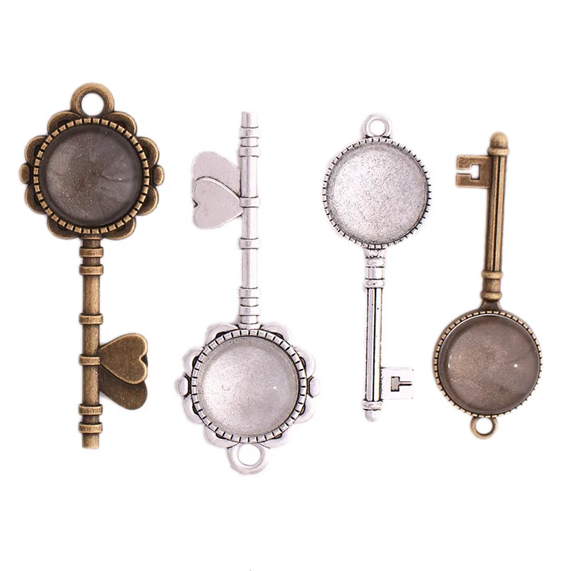 48 шт. Ключи Подвеска Лотки Стекло Набор 24 оправы для кулонов с яркие кабошон купол