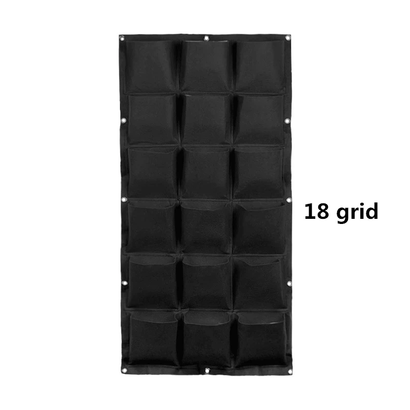 18 grid black Настенные подвешиваемые посадочные сумки 24 размера, зеленые сумки для выращивания растений, вертикальная садовая растительная гостиная сумка для бонсай с цветами, товары для дома - Цвет: 18 grid black