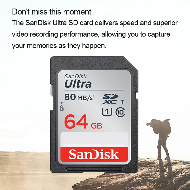 SanDisk ультра оригинальная sd-карта 16 ГБ 32 ГБ SDHC 64 Гб 128 ГБ SDXC класс 10 карта памяти C10 R80MB/s 533X USH-1 карта SD для камеры