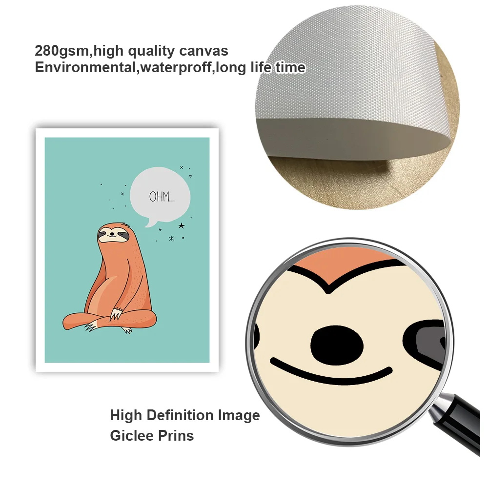 Мультяшные животные забавные Ленивец цитаты детская настенная Картина на холсте