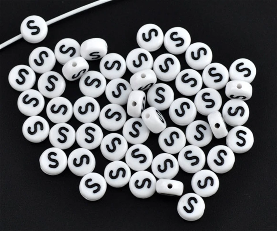 DoreenBeads 500 шт. акриловые алфавиты/буквы "S" плоские круглые бусины 7 мм(B08346), yiwu