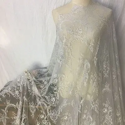Grey 3 м/лот, кружевная ткань с французскими ресницами, 150 см, белый, черный, сделай сам, изысканная кружевная вышивка, одежда, аксессуары для свадебного платья RS702 - Цвет: Grey