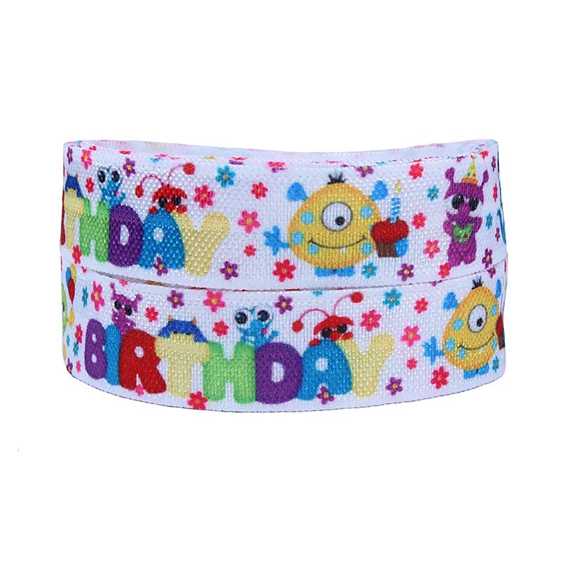 

(50 yards/lot) New arrival birthday gift cartoon toys printed foe fold over elastic for kids DIY