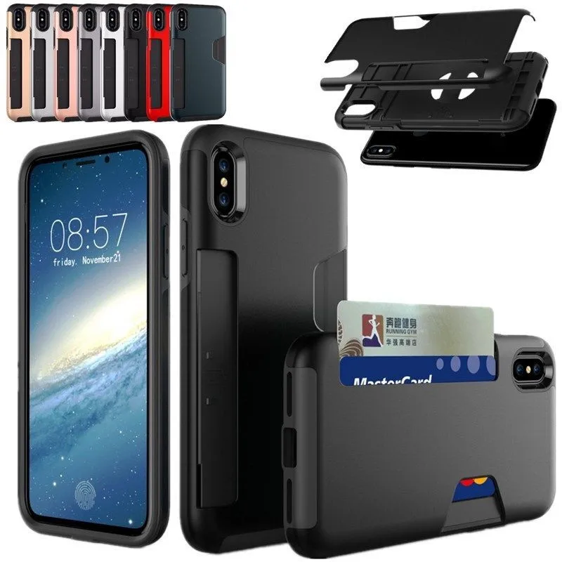 Armor Case for iPhone 7 8 7plus X 6 6S Plus 5 SE Shockproof Wallet Credit Card Holder Stand Cover For 10 6s |