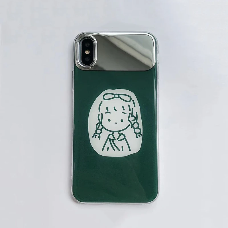 Glam Phone Case Mirror Girl for iPhone XS Max XR X 8plus 8 7plus 7 6S/6 Plus Soft Tpu Back Cover |