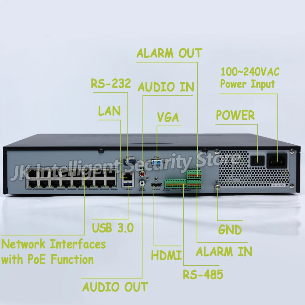 DS 7732NI E4/16 P Hikvision английская версия 32CH NVR 4SATA сетевой видеорегистратор 16 POE портов 6MP