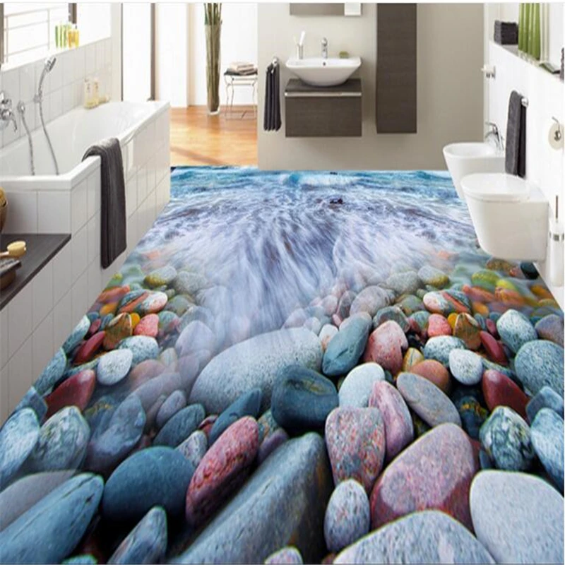 3D галька волна пола плитка декоративная живопись на заказ пол водонепроницаемый