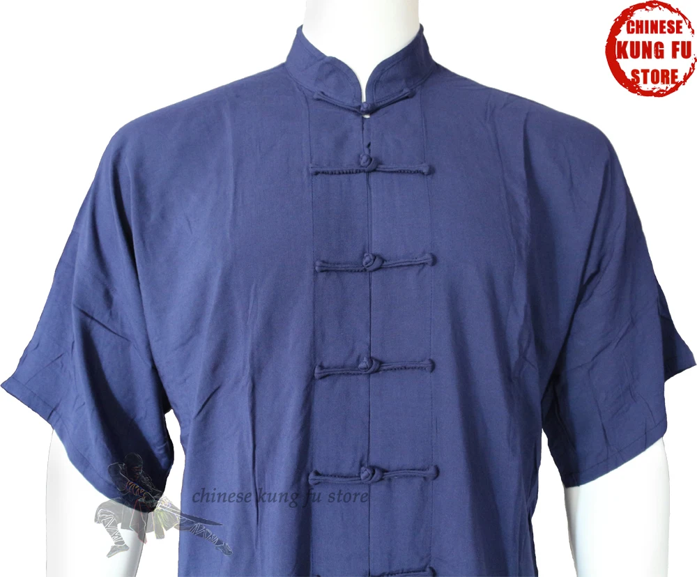 Высококачественный летний хлопковый костюм кунг фу с короткими рукавами