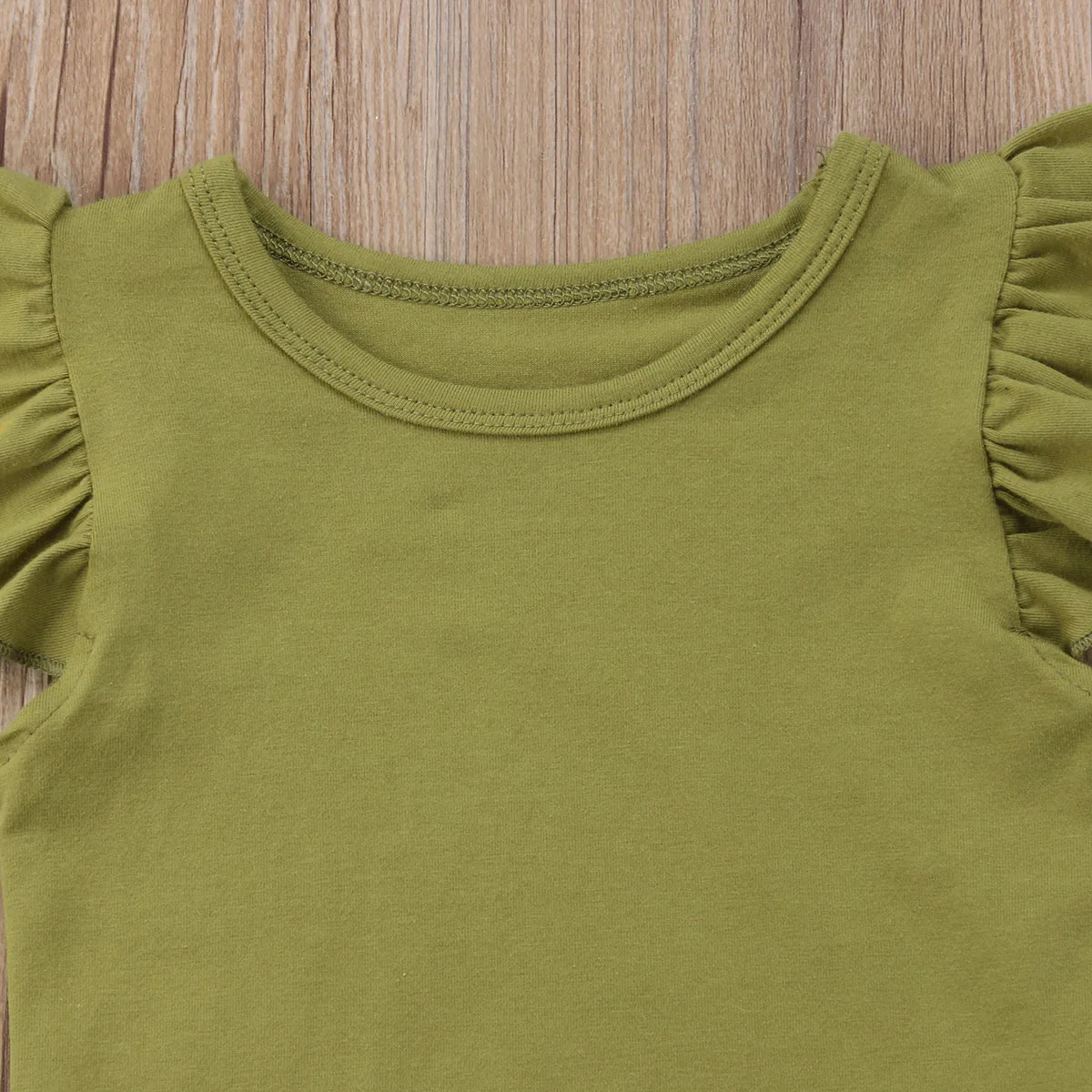 Комплект одежды для маленьких девочек из 3 предметов топы с голубыми оборками на