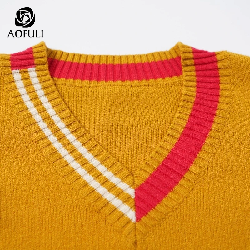 AOFULI chic plus size women knit sweaters batwing long pullover v-neck sleeve knitted tops casual knitwear L- 4XL 5XL A3768 | Женская
